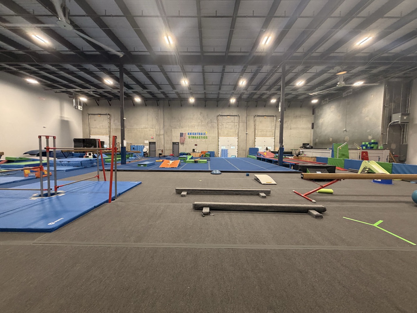 The floor at Knightdale Gymnastics